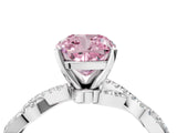 White gold Fancy Pink Cushion Cut Solitaire Twisted Pave Band with Four-Prong Setting_19
