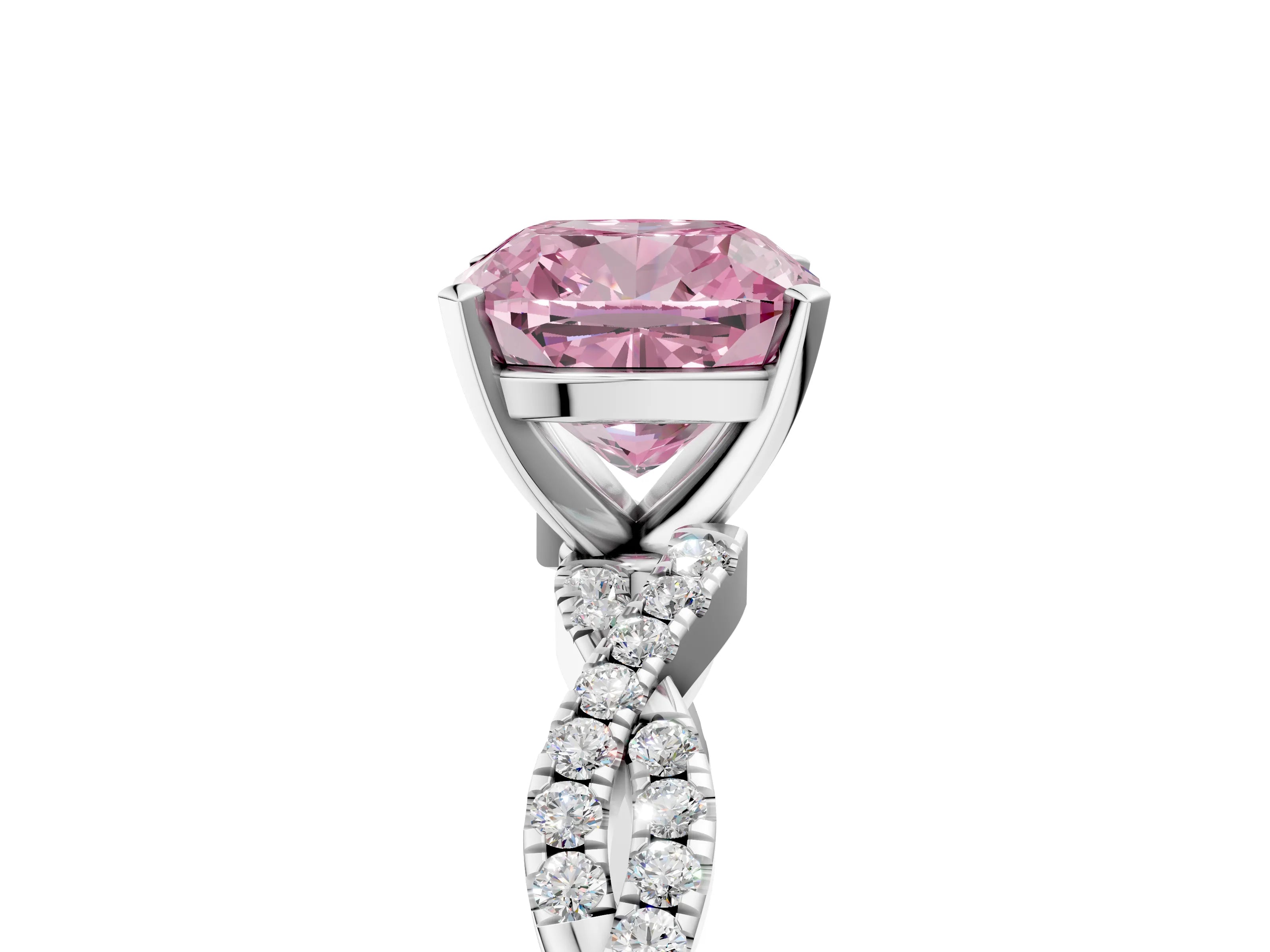 White gold Fancy Pink Cushion Cut Solitaire Twisted Pave Band with Four-Prong Setting_20