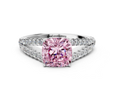 White gold Fancy Pink Cushion  Cut Split Shank Pave Diamond Engagement Ring with Four-Prong Setting_24