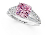 White gold Fancy Pink Cushion  Cut Split Shank Pave Diamond Engagement Ring with Four-Prong Setting_25