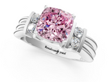 White gold Fancy Pink Cushion  Cut Three-Stone Channel Set Ring with Bar Prongs_59