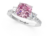 White gold Fancy Pink Cushion  Cut Three-Stone Diamond Pavé Band with Prong Setting_18