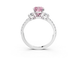White gold Fancy Pink Cushion  Cut Three-Stone Diamond Pavé Band with Prong Setting_20
