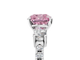 White gold Fancy Pink Cushion  Cut Three-Stone Diamond Pavé Band with Prong Setting_21