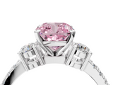 White gold Fancy Pink Cushion  Cut Three-Stone Diamond Pavé Band with Prong Setting_21