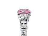 White gold Fancy Pink Cushion  Cut Three-Stone Diamond Pave Band with Prong Setting_37
