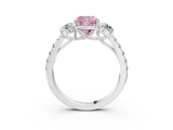 White gold Fancy Pink Cushion  Cut Three-Stone Diamond Pave Band with Prong Setting_38