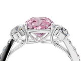 White gold Fancy Pink Cushion  Cut Three-Stone Diamond Pave Band with Prong Setting_41