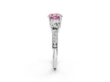 White gold Fancy Pink Cushion Cut Three-Stone Diamond Ring with Pavé Band and Four-Prong Setting_14