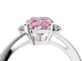 White gold Fancy Pink Cushion  Cut Three-Stone Solitaire Ring with Round Accent Diamonds and Four-Prong Setting_24