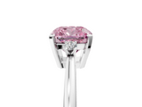 White gold Fancy Pink Cushion  Cut Three-Stone Solitaire Ring with Round Accent Diamonds and Four-Prong Setting_25