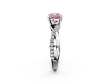 White gold Fancy Pink Cushion  Cut Twist Band Solitaire Diamond Ring with Pavé Setting_5