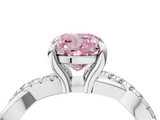 White gold Fancy Pink Cushion  Cut Twist Band Solitaire Diamond Ring with Pavé Setting_7