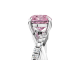 White gold Fancy Pink Cushion  Cut Twist Band Solitaire Diamond Ring with Pavé Setting_8
