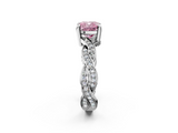 White gold Fancy Pink Cushion  Cut Twisted Pavé Band Solitaire Ring with Four-Prong Setting_57