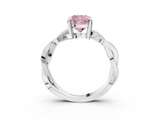 White gold Fancy Pink Cushion  Cut Twisted Pavé Band Solitaire Ring with Four-Prong Setting_58