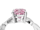 White gold Fancy Pink Cushion  Cut Twisted Pavé Band Solitaire Ring with Four-Prong Setting_59