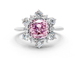 White gold Fancy Pink Cushion  Diamond Cluster Halo Ring with Solitaire Band and Four-Prong Setting_20