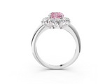 White gold Fancy Pink Cushion  Diamond Cluster Halo Ring with Solitaire Band and Four-Prong Setting_23