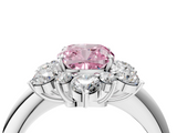 White gold Fancy Pink Cushion  Diamond Cluster Halo Ring with Solitaire Band and Four-Prong Setting_24