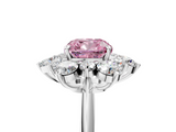 White gold Fancy Pink Cushion  Diamond Cluster Halo Ring with Solitaire Band and Four-Prong Setting_25