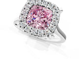White gold Fancy Pink Cushion  Diamond Cluster Halo Solitaire with Four-Prong Setting_105