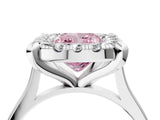 White gold Fancy Pink Cushion  Diamond Cluster Halo Solitaire with Four-Prong Setting_108