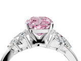 White gold Fancy Pink Cushion  Diamond Cluster Leaf Design Ring with Prong Setting_70