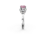 White gold Fancy Pink Cushion  Diamond Cluster Leaf Design Ring with Prong Setting_72