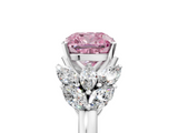 White gold Fancy Pink Cushion  Diamond Cluster Leaf Design Ring with Prong Setting_75