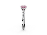 White gold Fancy Pink Cushion  Diamond Cluster Prong-Set Solitaire Ring_22