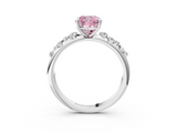 White gold Fancy Pink Cushion  Diamond Cluster Prong-Set Solitaire Ring_27