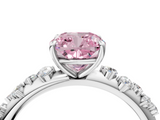 White gold Fancy Pink Cushion  Diamond Cluster Prong-Set Solitaire Ring_28