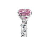 White gold Fancy Pink Cushion  Diamond Cluster Prong-Set Solitaire Ring_29
