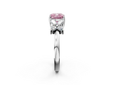 White gold Fancy Pink Cushion  Diamond Floral Cluster Ring with Solitaire Band and Prong Setting_51