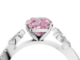 White gold Fancy Pink Cushion  Diamond Floral Vine Solitaire Engagement Ring_7