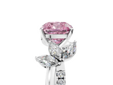 White gold Fancy Pink Cushion  Diamond Floral Vine Solitaire Engagement Ring_8