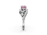 White gold Fancy Pink Cushion  Diamond Halo Ring with Marquise and Pavé Band in Prong Setting_72