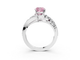 White gold Fancy Pink Cushion  Diamond Halo Ring with Marquise and Pavé Band in Prong Setting_74