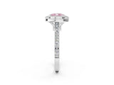 White gold Fancy Pink Cushion  Diamond Halo Ring with Milgrain Frame and Pavé Band_74