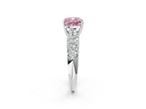 White gold Fancy Pink Cushion  Diamond Pavé Band Solitaire Ring with Four-Prong Setting_51