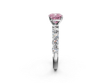 White gold Fancy Pink Cushion  Diamond Pavé Band Solitaire with Four-Prong Setting_5