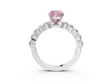 White gold Fancy Pink Cushion  Diamond Pavé Band Solitaire with Four-Prong Setting_6
