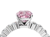 White gold Fancy Pink Cushion  Diamond Pavé Band Solitaire with Four-Prong Setting_7