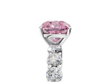 White gold Fancy Pink Cushion  Diamond Pavé Band Solitaire with Four-Prong Setting_8