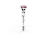 White gold Fancy Pink Cushion  Diamond Prong Set Engagement Ring with Pave Band_240