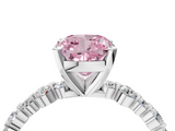 White gold Fancy Pink Cushion  Diamond Prong Set Engagement Ring with Pave Band_242