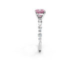 White gold Fancy Pink Cushion  Diamond Prong Set Engagement Ring with Pave Band_247