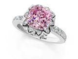 White gold Fancy Pink Cushion  Diamond Solitaire Ring with Shared Prong Pavé Band_25