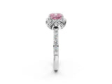 White gold Fancy Pink Cushion  Diamond Solitaire Ring with Shared Prong Pavé Band_26